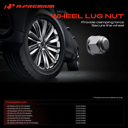 16 Pack M10 x 1.25mm Tapered Lug Nuts for Honda Yamaha Kawasaki