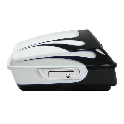 Chopped Trunk for Harley Touring (2014–2024) White Amethyst Black Licorice Flames