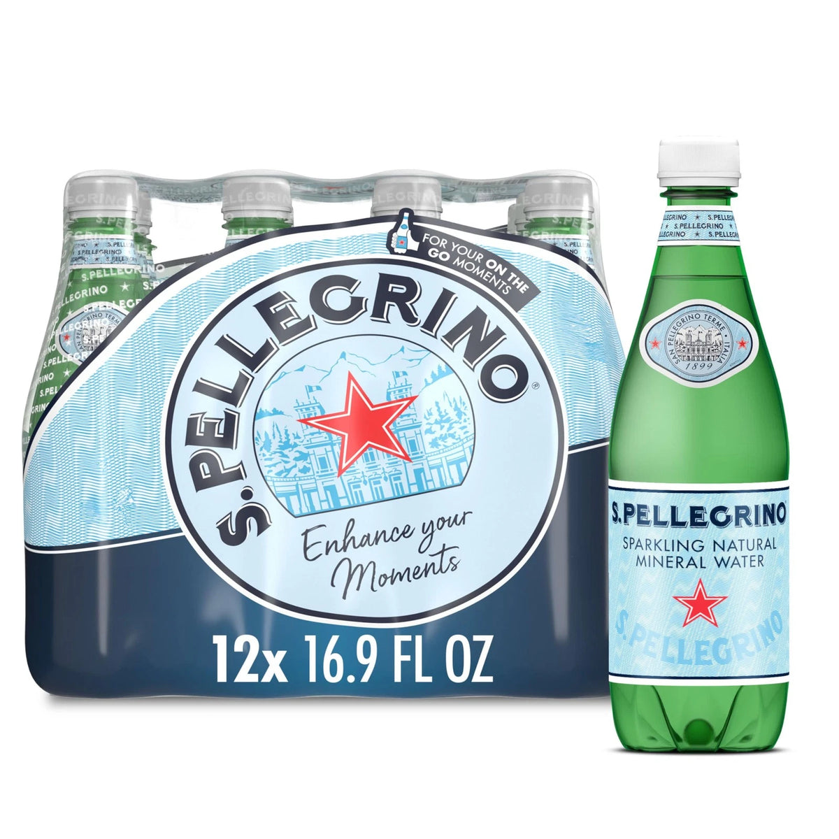 Pack of 12 S.Pellegrino Sparkling Natural Mineral Water 16.9 Fl Oz