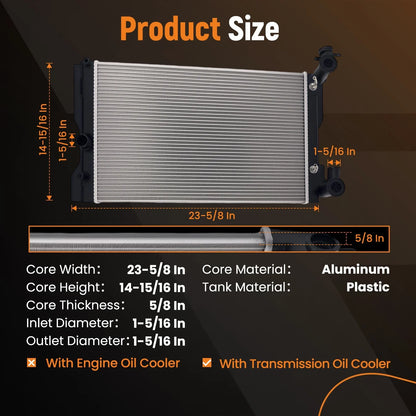 Cooling Radiator & Condenser for Toyota Corolla Matrix (2009–2017) 164100H261