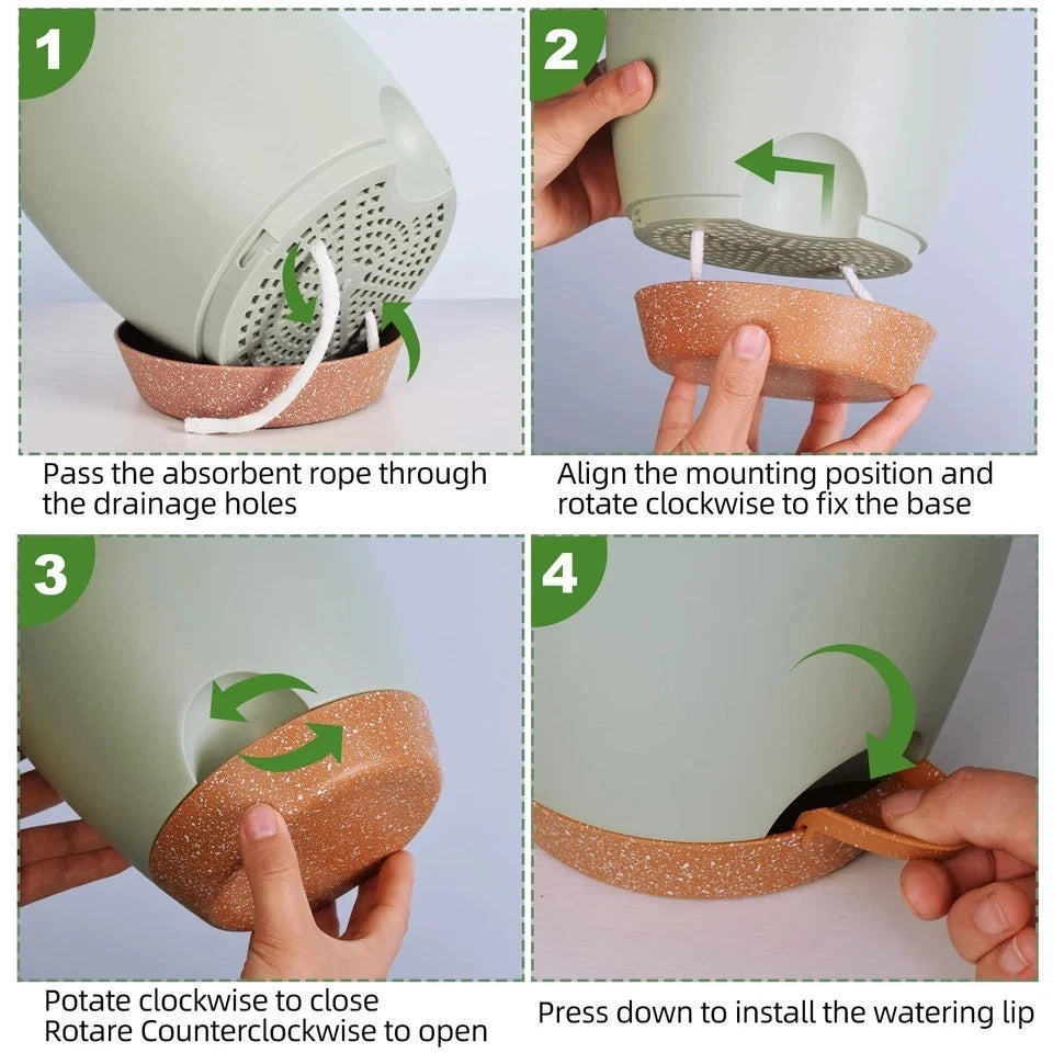 5-Pack Self-Watering Planters for Indoor House Plants (Drainage)