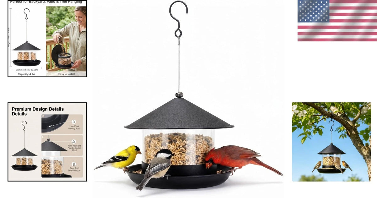 Durable Wild Bird Feeder for Multiple Suspension Options (1.8L)
