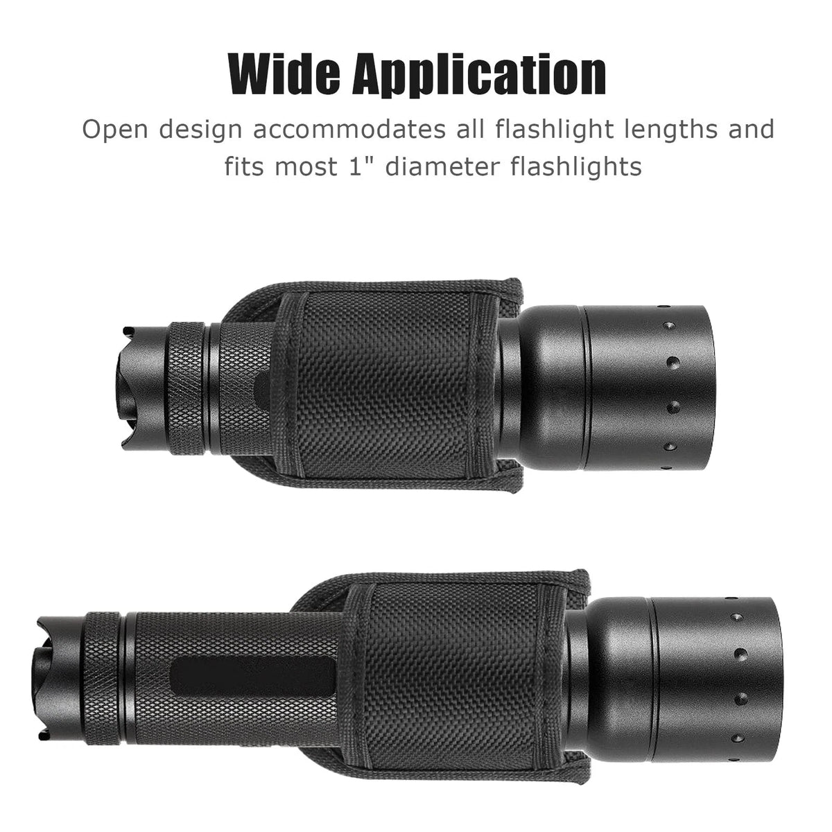 Flashlight Holster for Duty Belt, Open Top D Cell (1 Pack) - Black