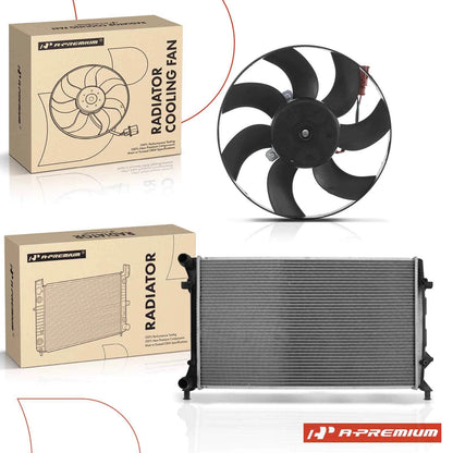 Radiator & Cooling Fan Assy Kit for VW Golf (2010–2014) 1K0121251BR, 1K0121251CD, 1K0121251DF