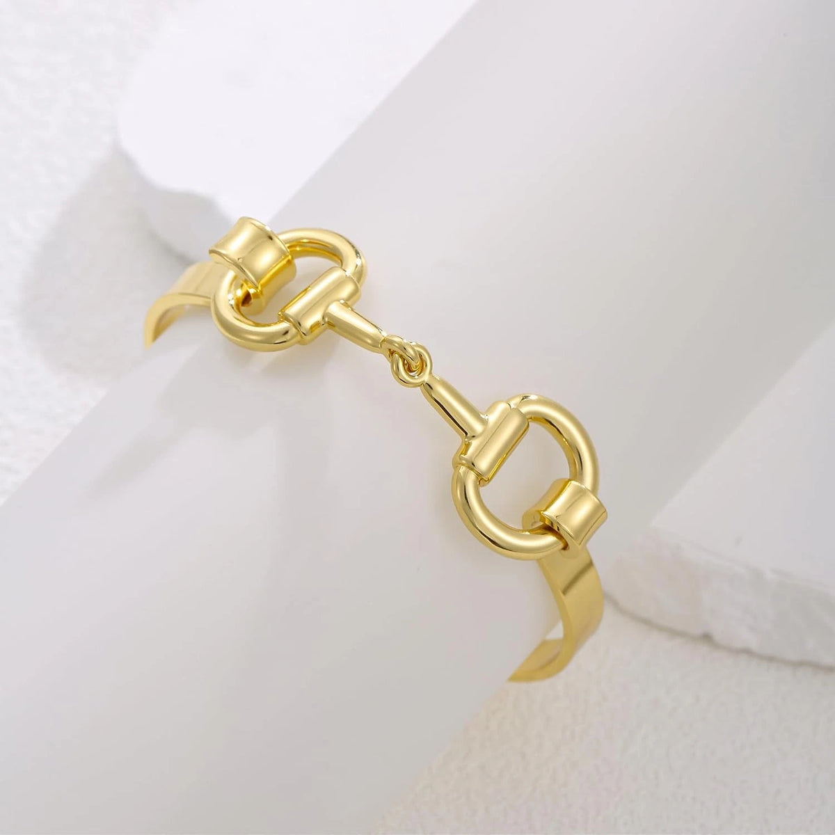18K Gold Plated Horse Bit Bangle Bracelet for Women (Trendy Design)