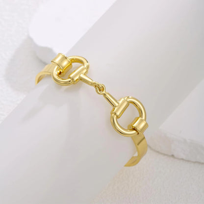 18K Gold Plated Horse Bit Bangle Bracelet for Women (Trendy Design)