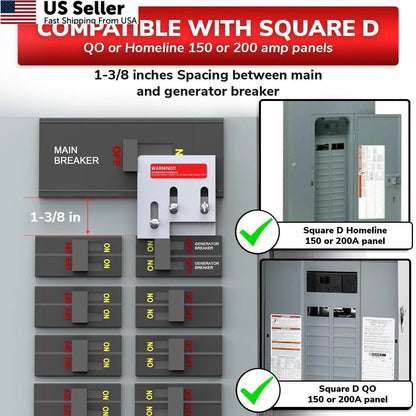 Generator Interlock Kit for Square D QO Homeline 150 200 Amp Panel