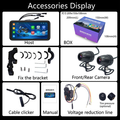 6.25" IPS Motorcycle GPS Receiver with Wireless CarPlay & Android Auto