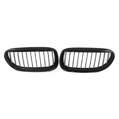 1x Pair Glossy Black Front Kidney Grille for BMW E63 E64 650i M6 (2004–2010)