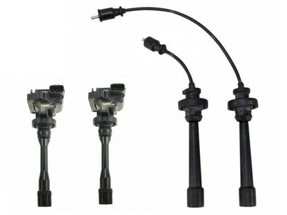 Set of 4 Ignition Coils & Spark Plug Wires for Mitsubishi Outlander (2003) 52666CZNF