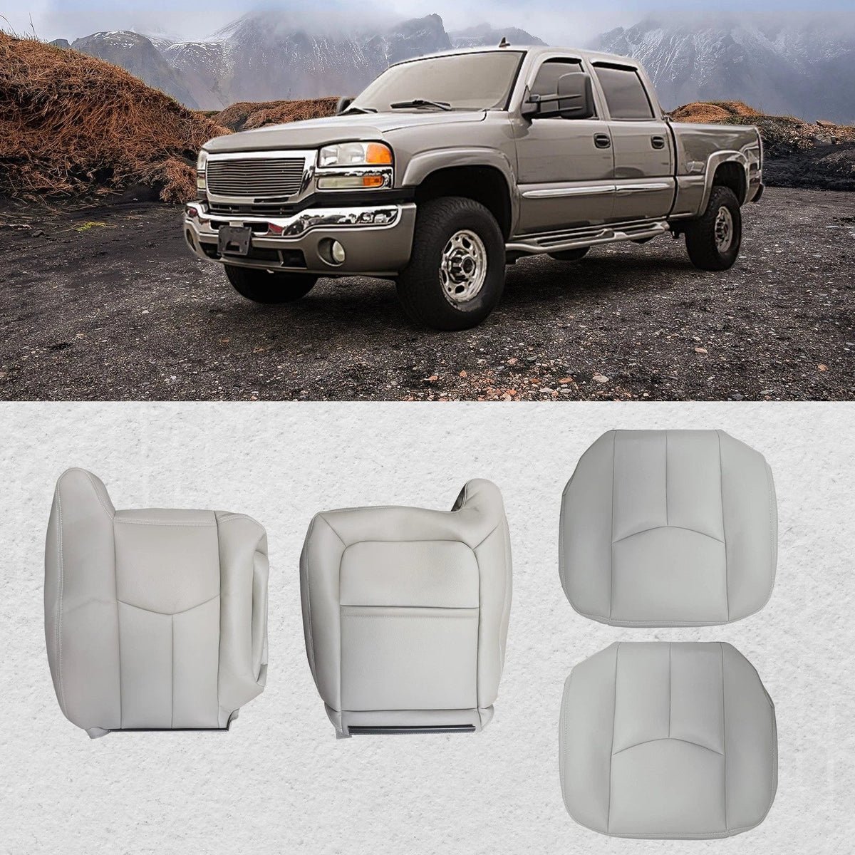 Set of 4 Front Leather Seat Covers for Chevy Silverado GMC Sierra (2003–2006)