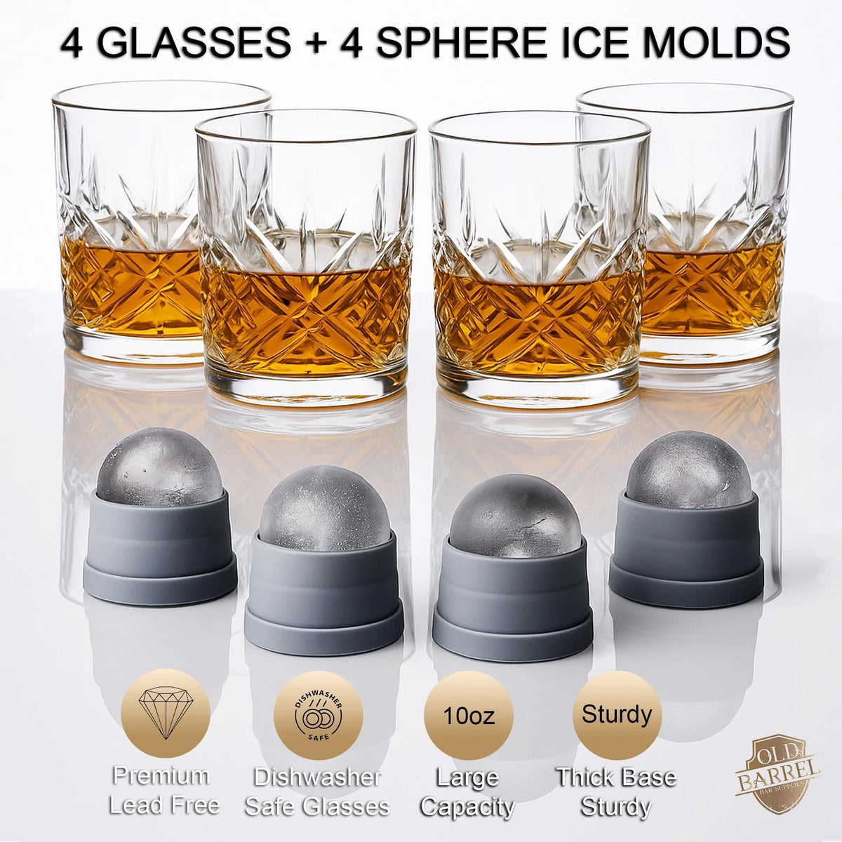 Set of 8 Old Fashioned Whiskey Glasses 10oz Crystal Rocks Cocktail