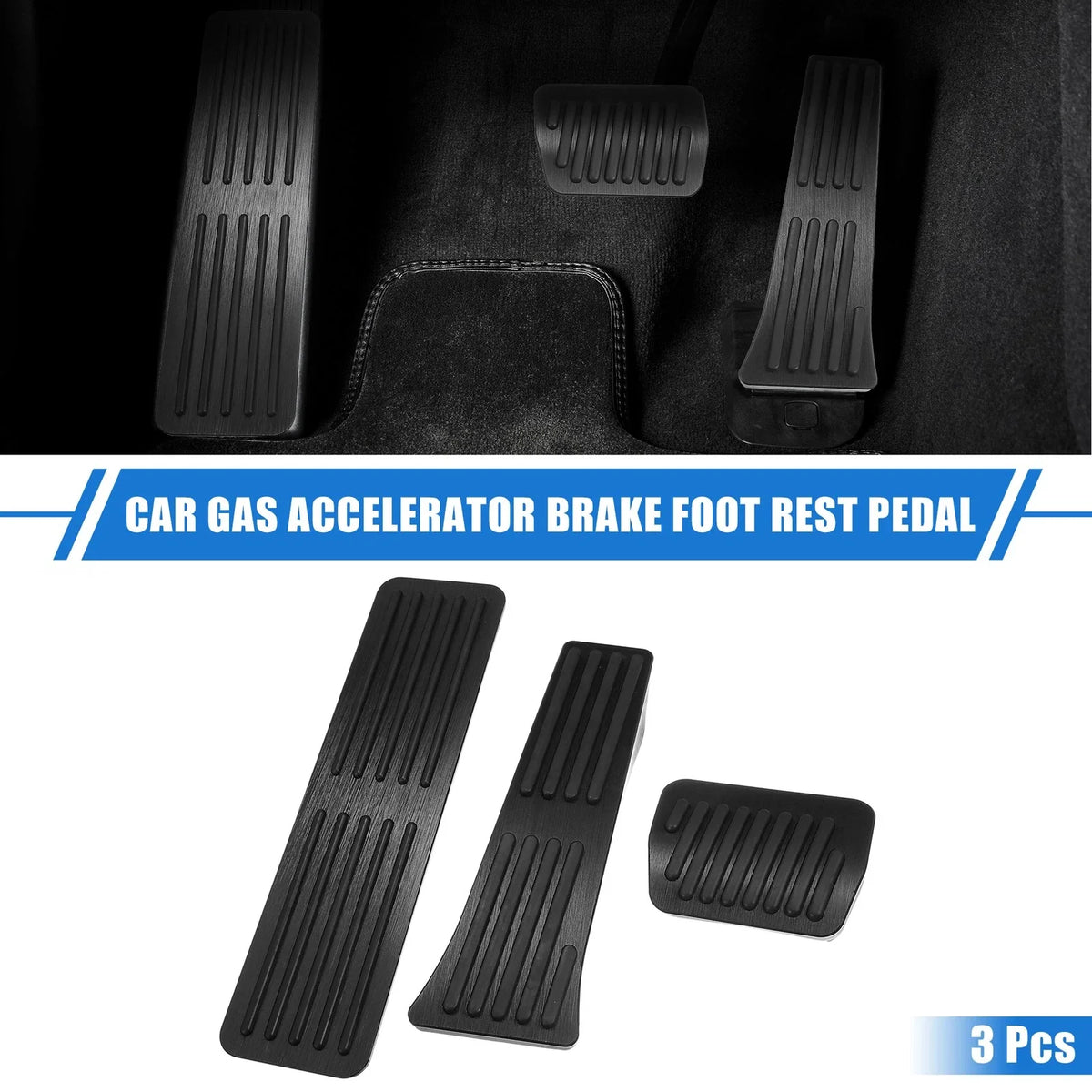 3 Pcs Gas Accelerator Brake Foot Rest Pedal for Ford Explorer (2020–2023) Black