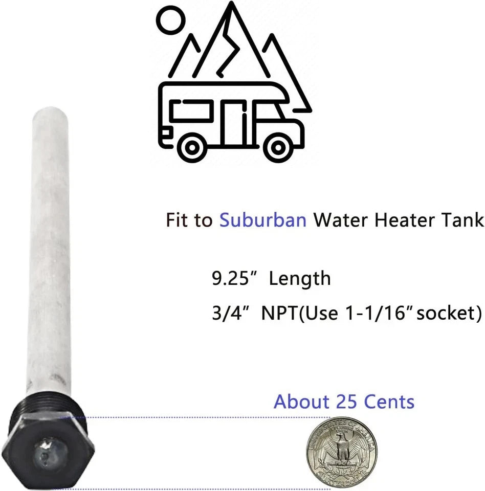 2 Pack Anode Rods for RV Water Heater 9.25"