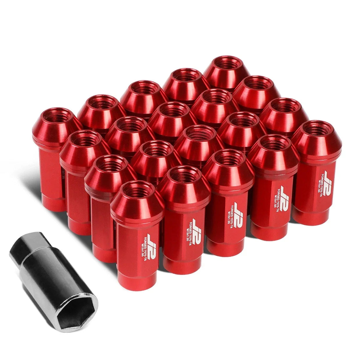 20Pcs Close-End Lug Nut Kit M12x1.5 for J2 (7075 Aluminum, Red)