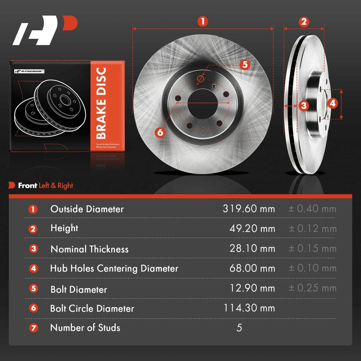 Front Disc Brake Rotors for Infiniti EX35 G37 M45 Q70L Nissan 350Z (2007–2015)