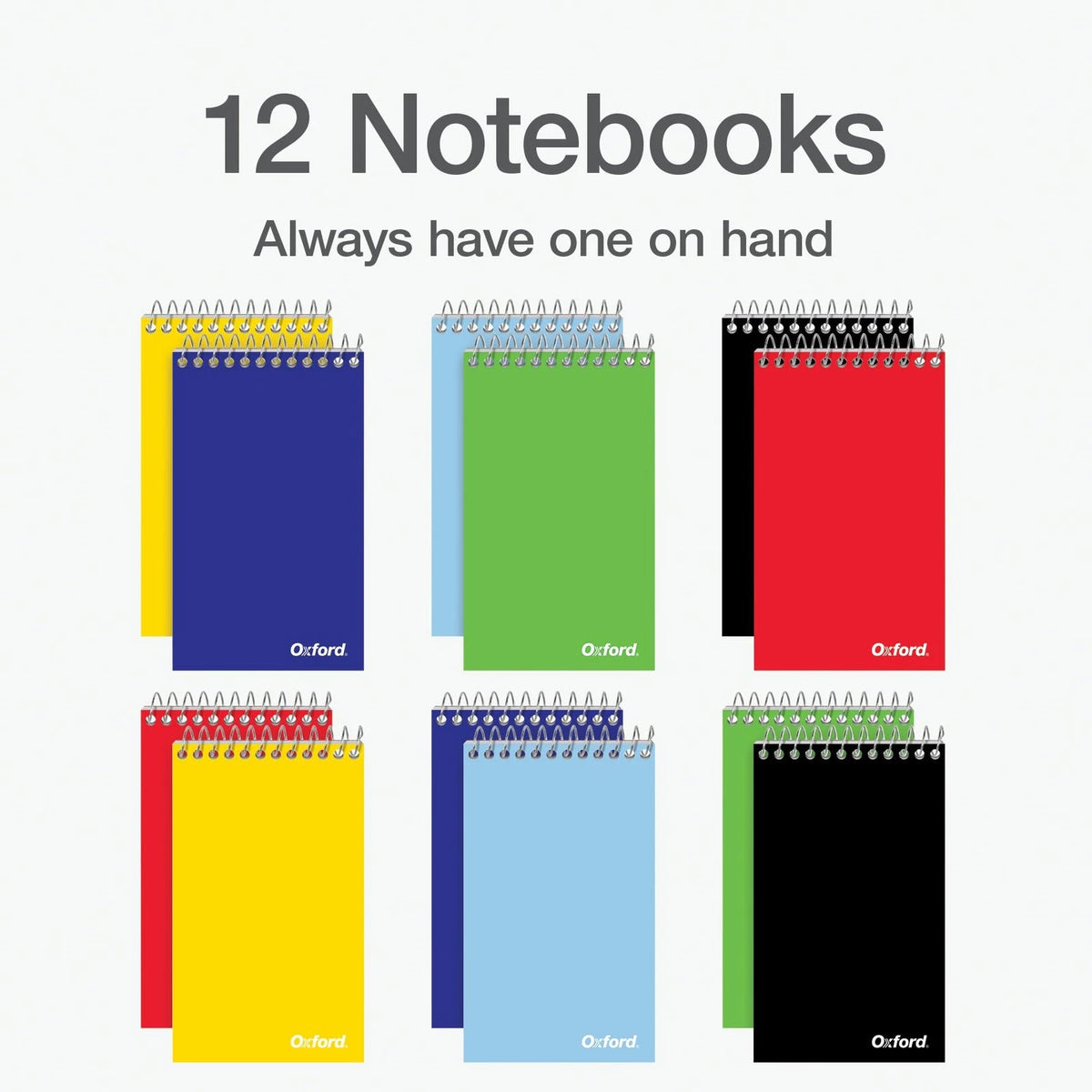 12 Count Oxford Spiral Memo Pads, Top Wire Bound, 3 x 5