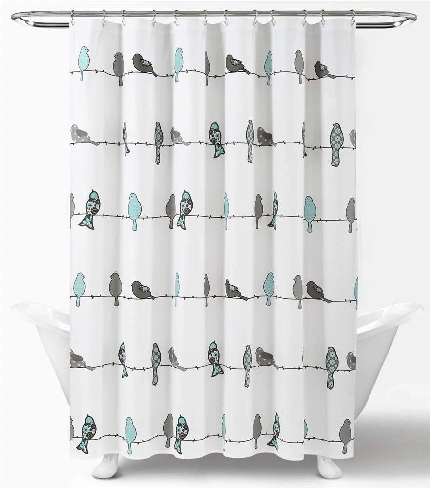 Rowley Birds Shower Curtain for Lush Decor (72 x 72 Inch) Blue Gray