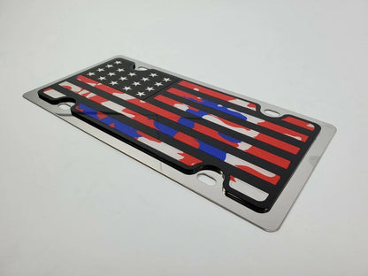 American Flag Metal Vanity License Plate Red White Blue Camo for Vehicles