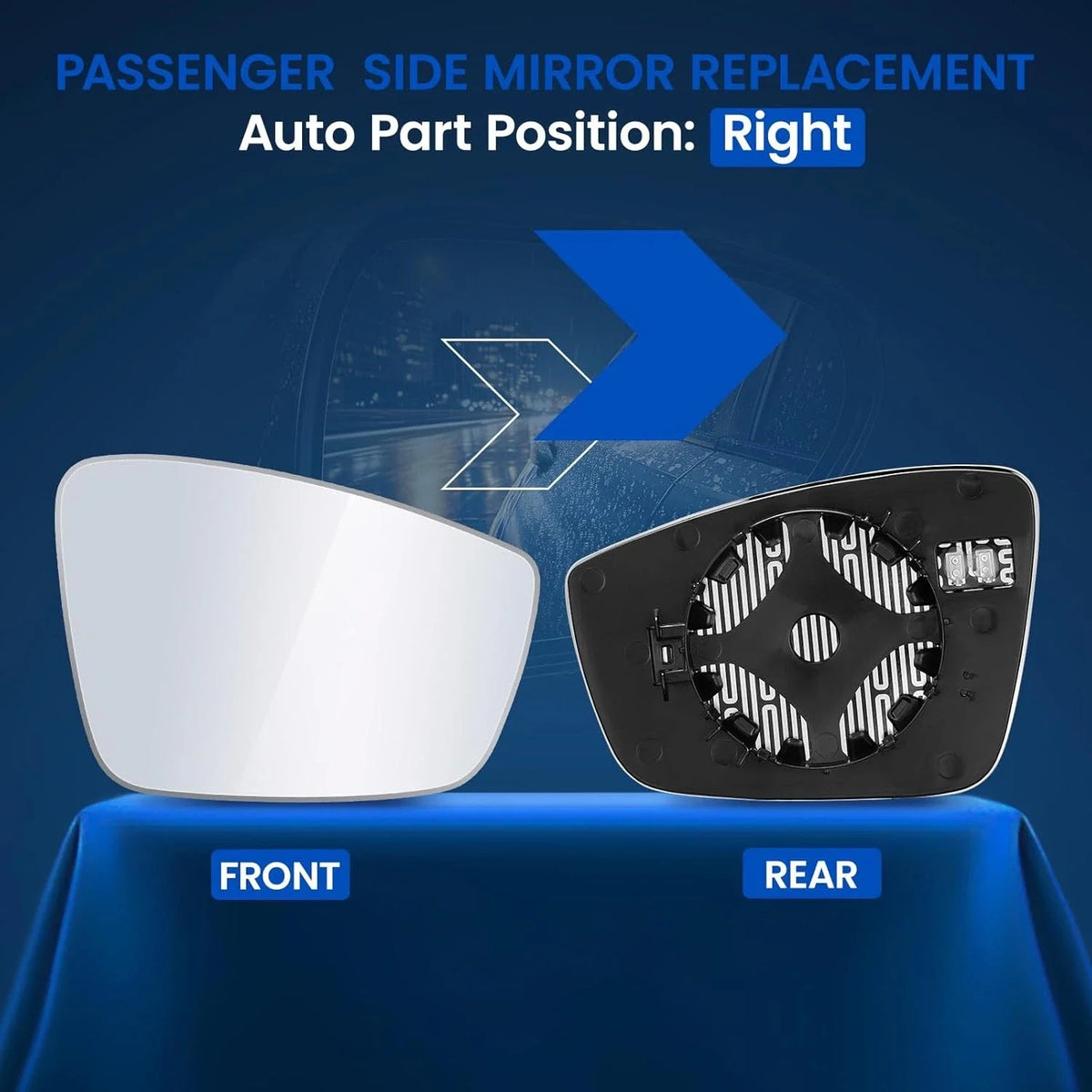 Right Heated Side Mirror Glass for VW Jetta Passat Beetle (2011–2018)