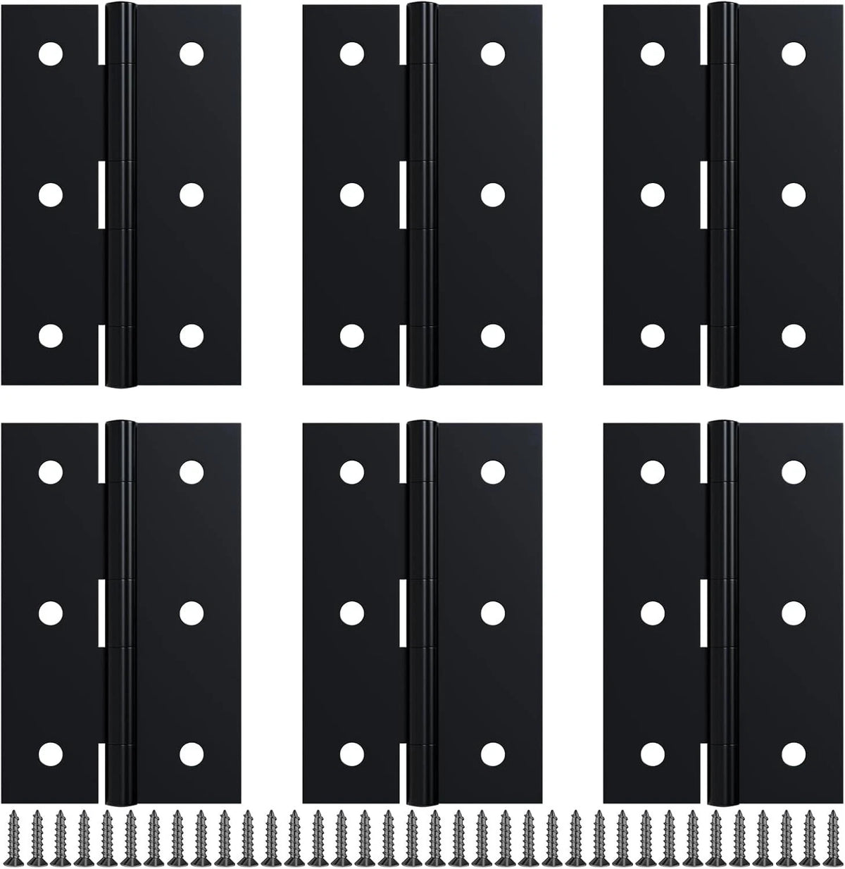 6 Pack 2.5 Inch Black Door Hinges for Doors, Cabinets