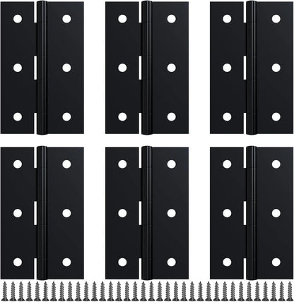 6 Pack 2.5 Inch Black Door Hinges for Doors, Cabinets