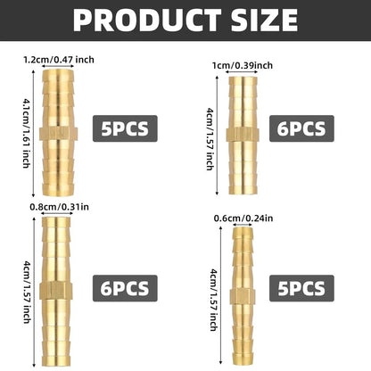 22Pcs Brass Barbed Hose Fittings for Various Hose Sizes (1/4 to 1/2)