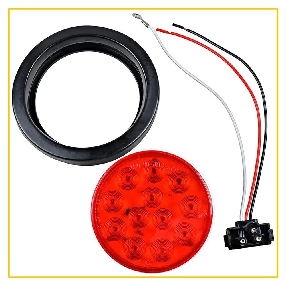 4 Inch Round LED Red/White Tail Brake Lights for Truck Trailer (12V)