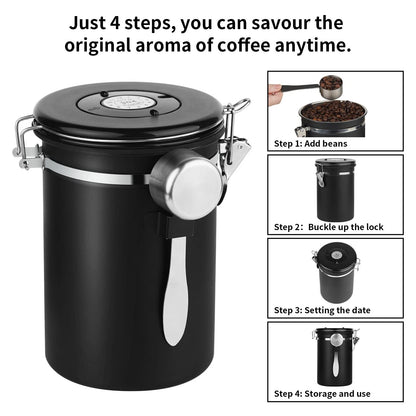22oz Stainless Steel Airtight Coffee Canister for Coffee Beans