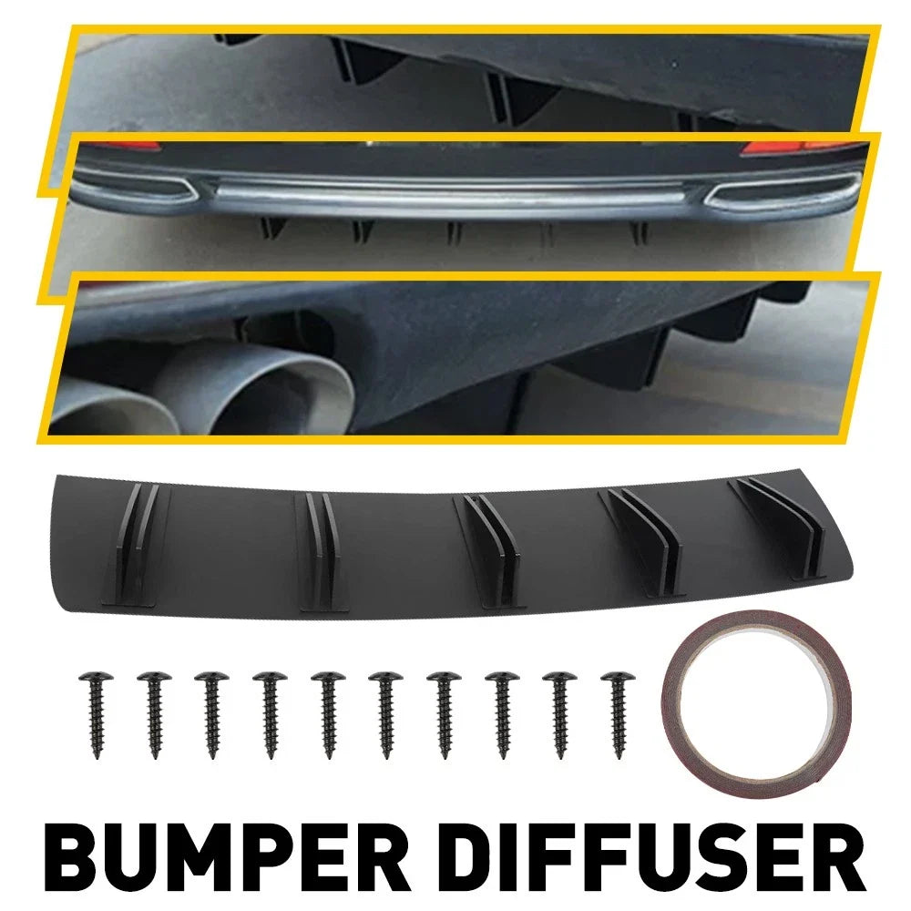 5 Fin Rear Bumper Diffuser Spoiler Splitter Trim for Universal Fit