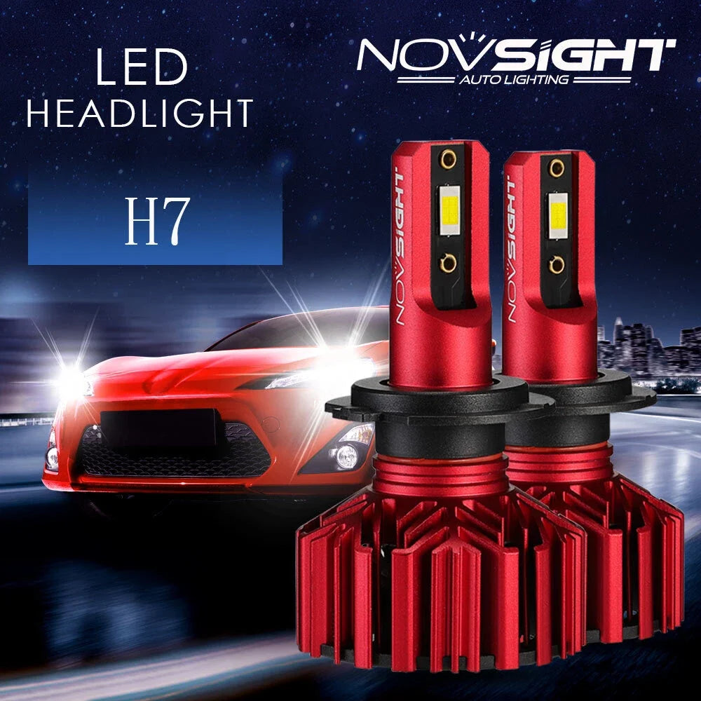 H7 LED Headlight Bulbs Kit for NOVSIGHT (5000LM, Bright White, 6500K)