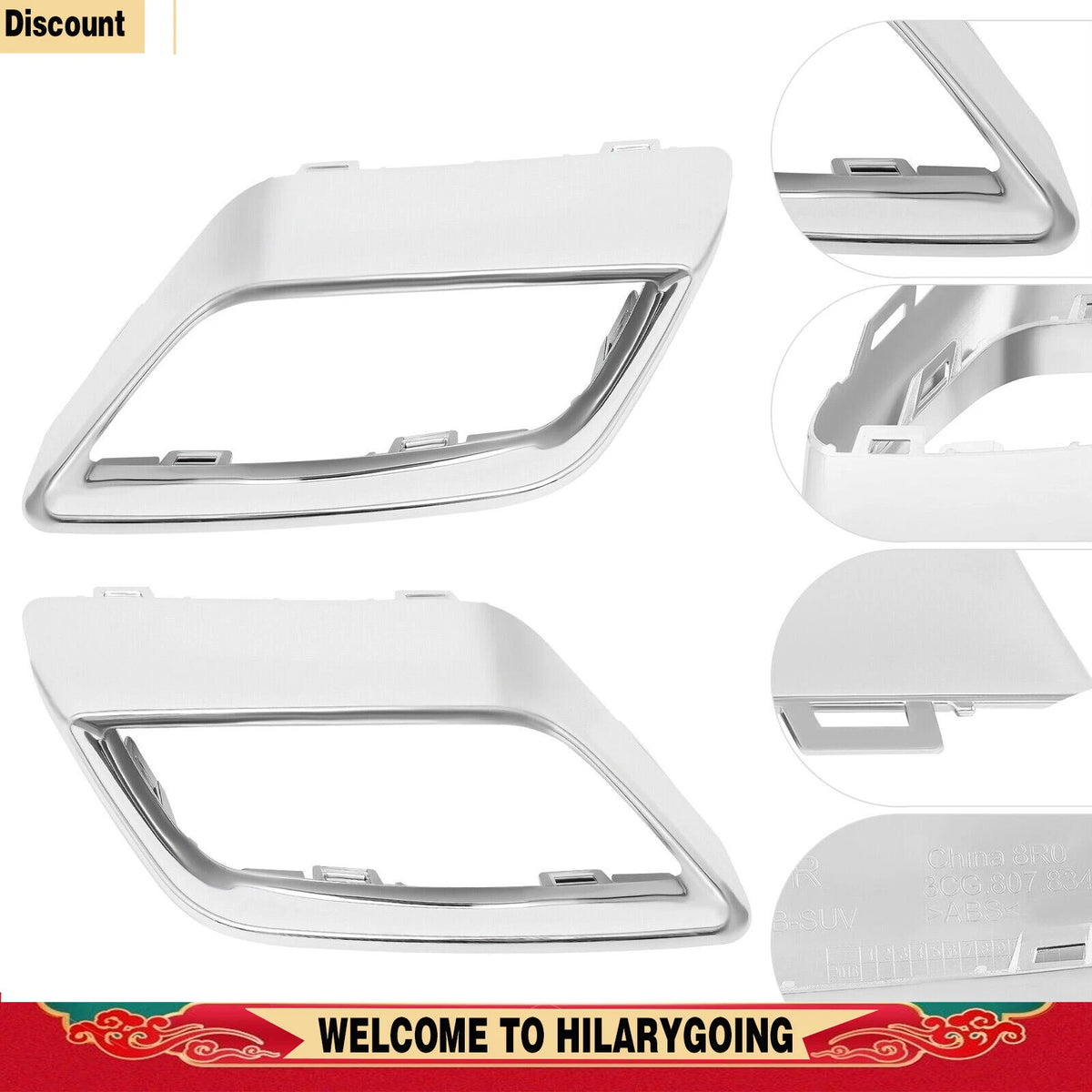 Set of 2 Bumper Exhaust Hole Trim for Volkswagen Atlas (2018–2020)