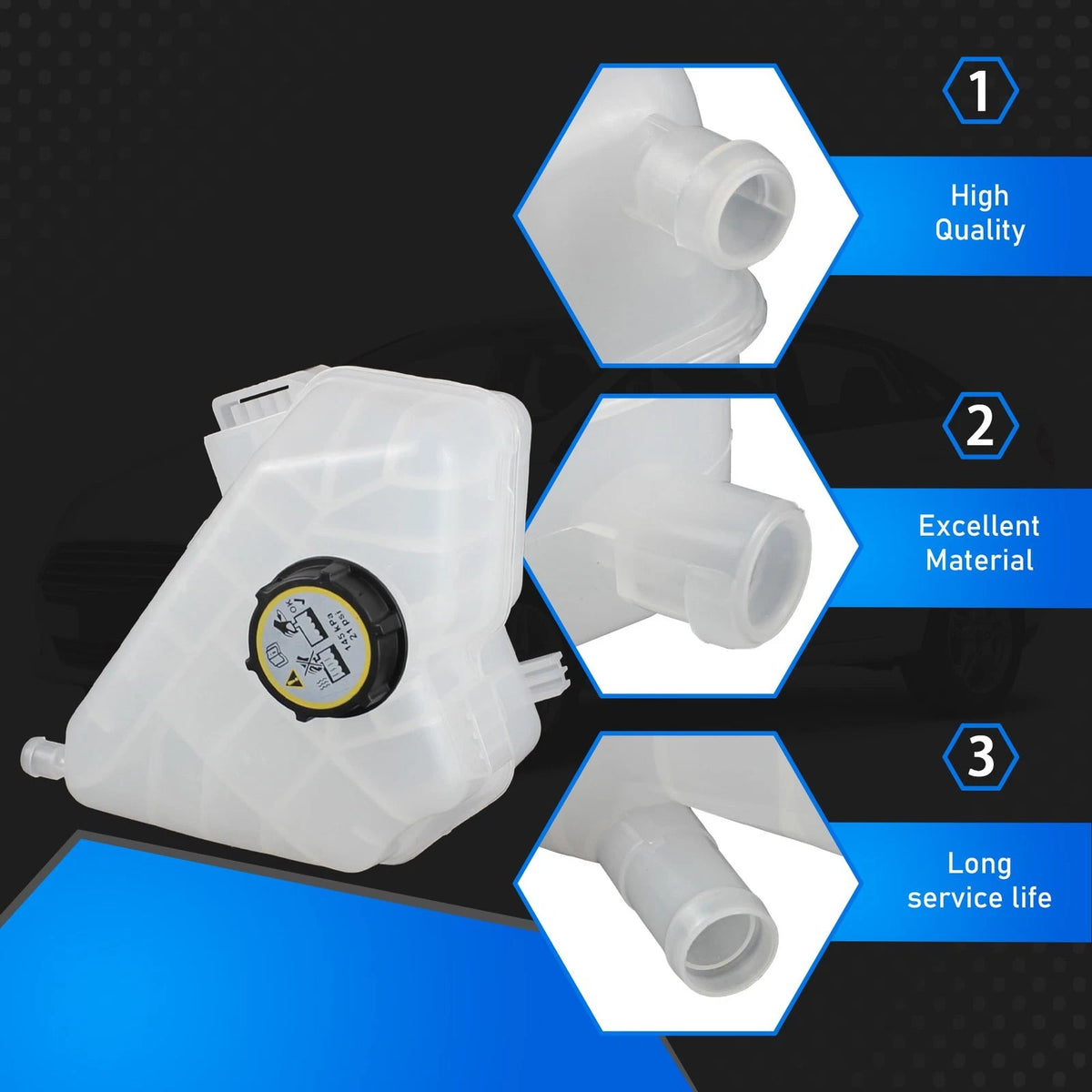 Engine Radiator Coolant Overflow Reservoir Tank with Cap for
