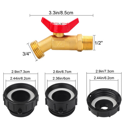 IBC Tote Tank Adapter for 275-330 Gallon Tanks - Coarse Thread Brass Valve