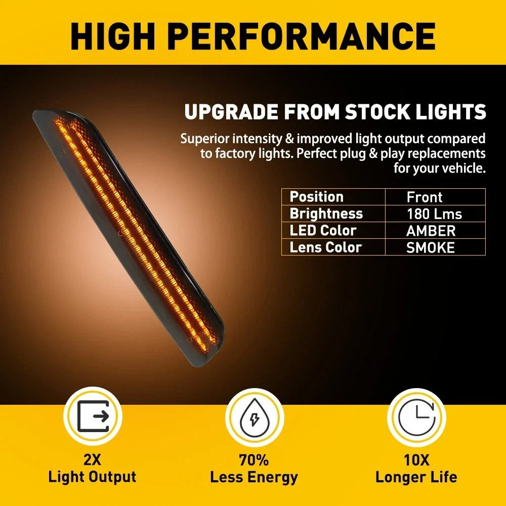 Set of 4 LED Side Marker Lights for Ford Mustang (2010–2014) Smoked