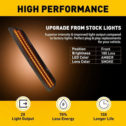 Set of 4 LED Side Marker Lights for Ford Mustang (2010–2014) Smoked