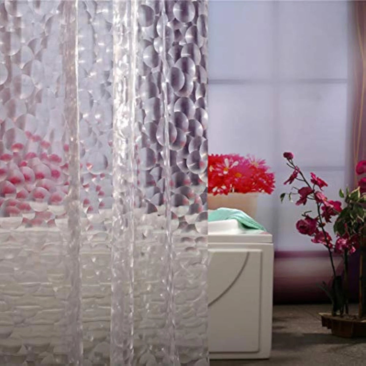 Shower Curtain Liner for 3D Bubbles Design (No Part Numbers)
