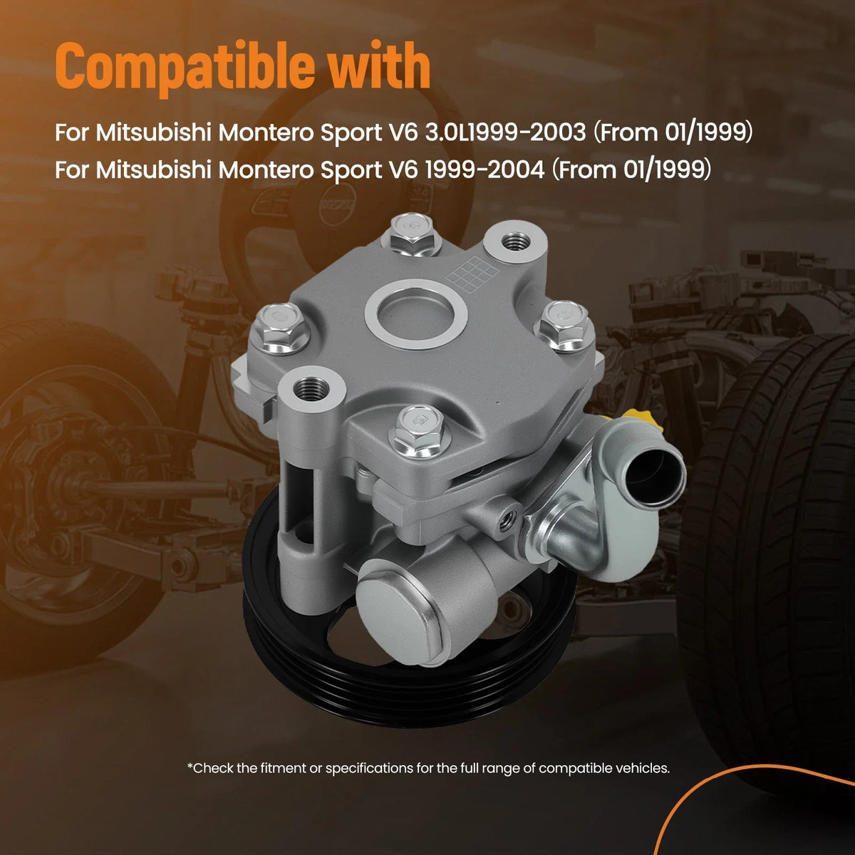 Power Steering Pump for Mitsubishi Montero Sport 3.0L V6 (1999–2004) 21-5266