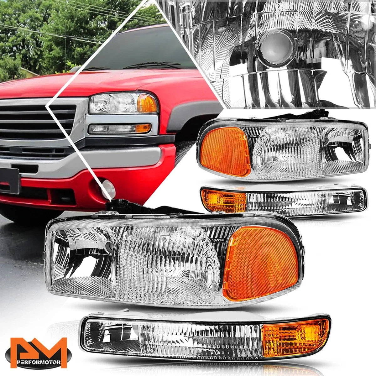 Set of 2 OE Replacement Headlight & Bumper Lamps for GMC Sierra/Yukon (1999–2007)