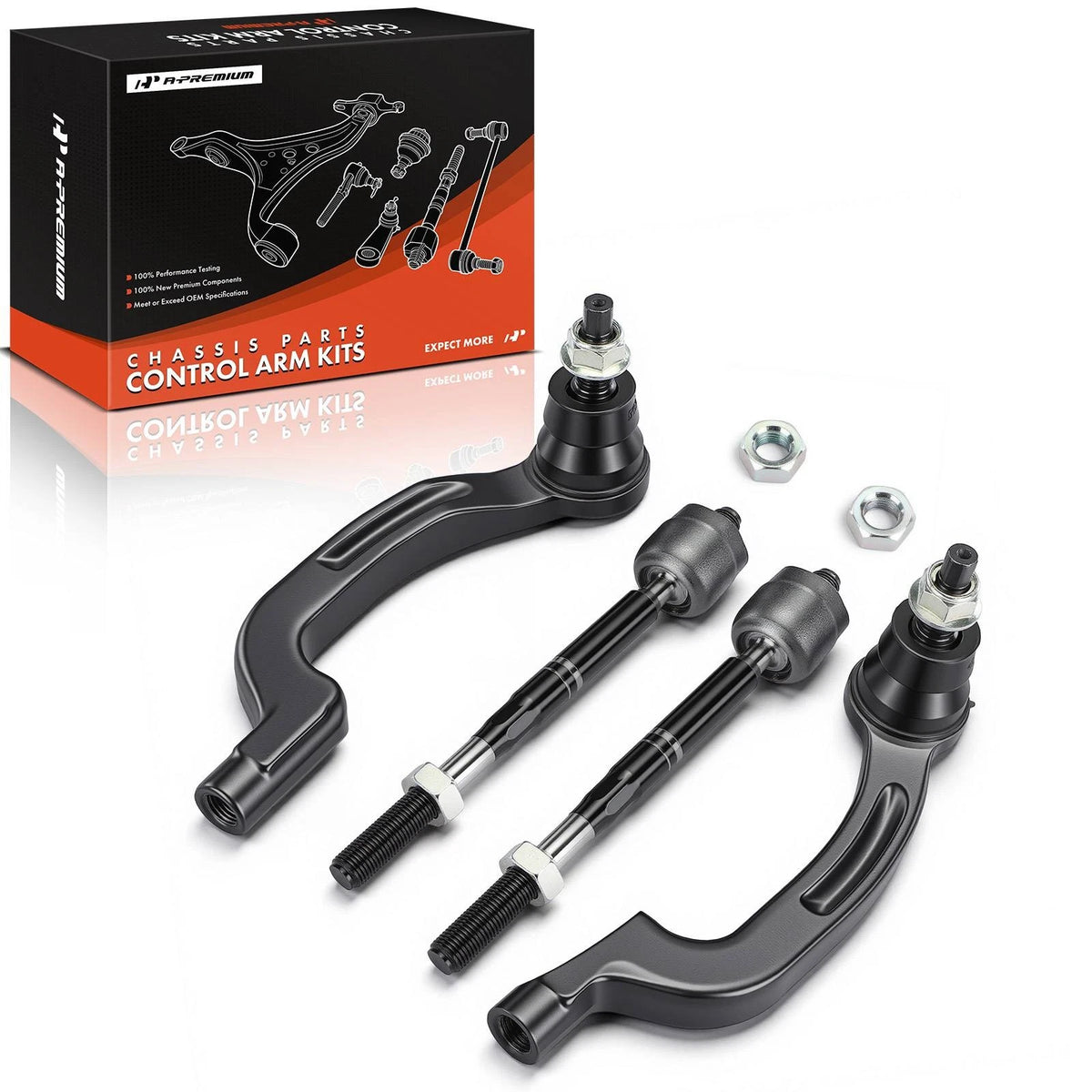 Set of 4 Front Inner Outer Tie Rod Ends for Infiniti QX30 (2016–2020) EV801036, TA2858, 45610