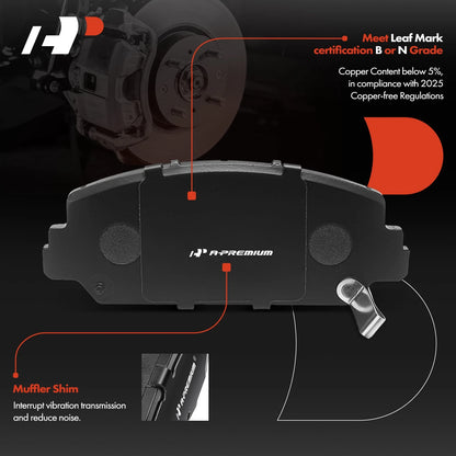 Set of 4 Front Ceramic Brake Pads for Honda Accord (2016–2017) P-1832