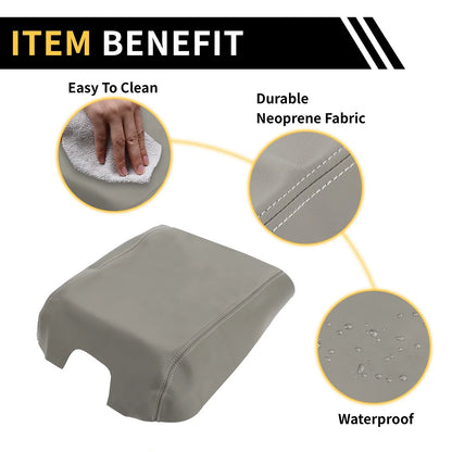 Console Lid Armrest Cover for Ford F-150 (2015–2020) Microfiber Leather Grey