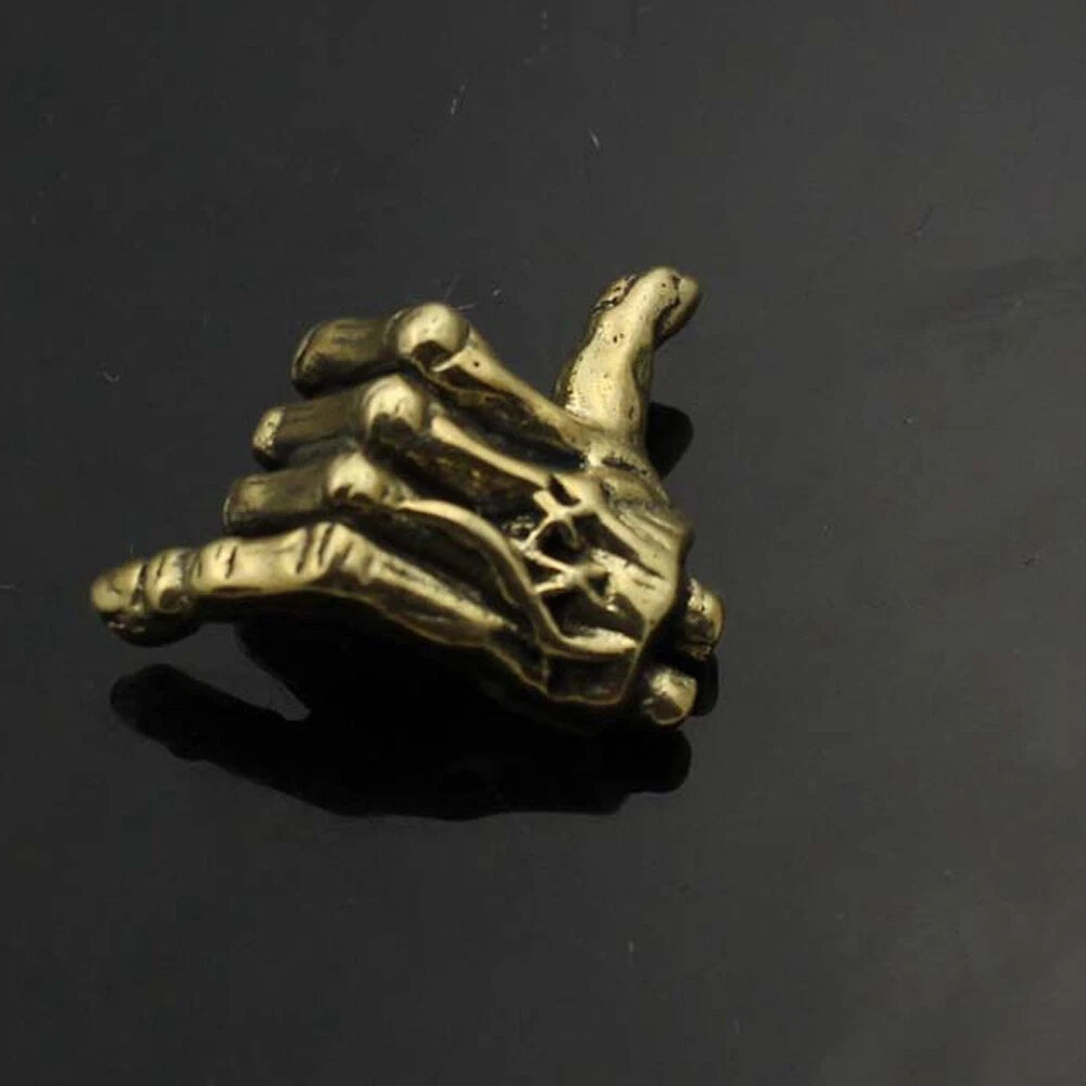 Solid Brass Hand Shaped Lanyard Bead for Paracord Knife Tool