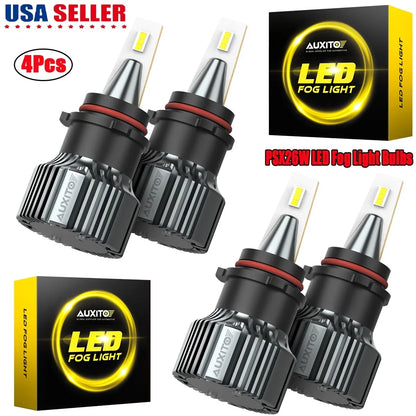 Set of 4 PSX26W 6500K White LED Fog Light Bulbs for Chevy Suburban (2015–2020)