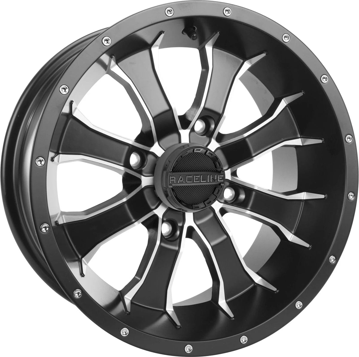 Raceline Mamba Wheel 14x7 4/110 2+5 Offset Black Machined for ATV/UTV (2010–2023)