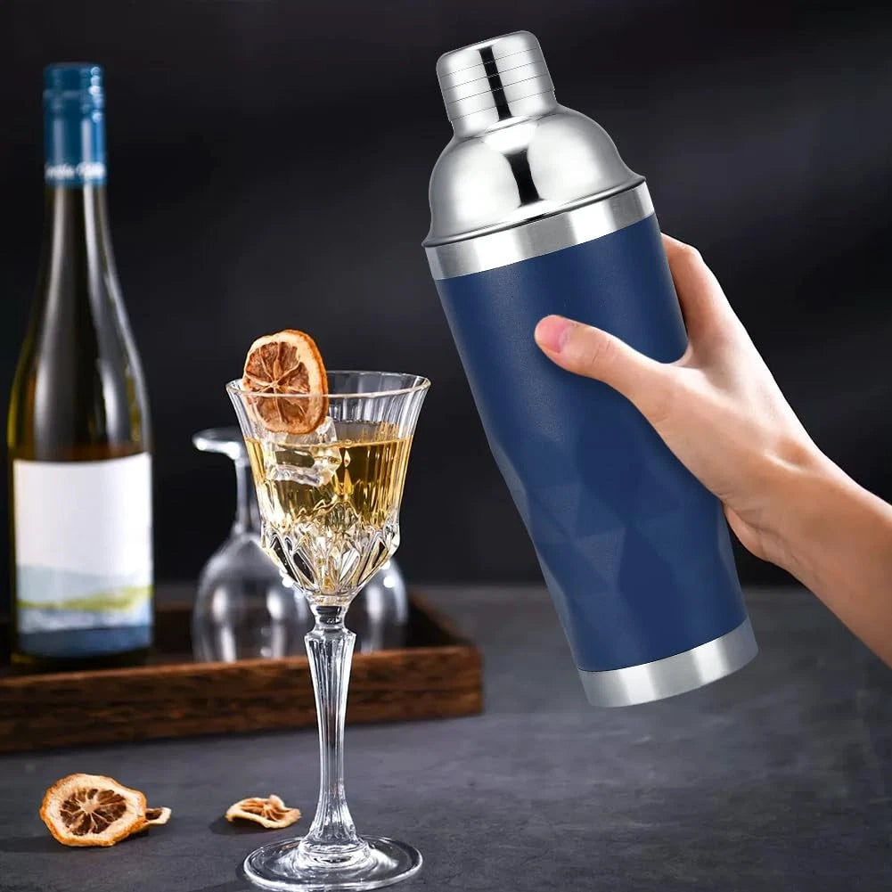 Insulated Cocktail Shaker for Blue (20oz Double Wall Vacuum)