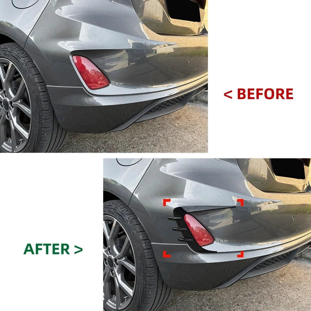 2Pcs Gloss Black Rear Bumper Side Spoiler Vent Trim Canards for Ford Fiesta (2018)