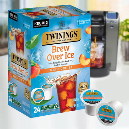 Twinings Brew Over Ice Unsweetened Peach Black Iced Tea 24 Count