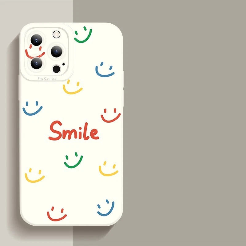 Phone Case for iPhone 13 14 15 16 17 Pro Max Plus (Smiley Face Design)
