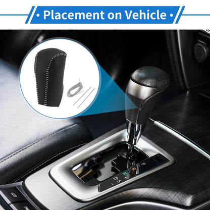 1 Pc Gear Shift Knob Cover for Toyota RAV4 (2013–2016) Black Gray Faux Leather